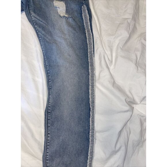 Cropped Skinny Jean Distress Destroyed Express Size 2 Blue Mid Rise - Picture 6 of 7